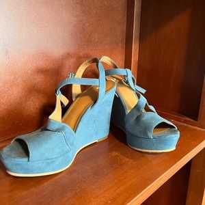 BP Brand Blue Suede Platform Sandals—NBW